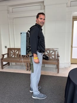 Dave Walton, CEO of T1D Exchange, wearing the first ever insulin pump.