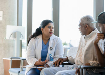Physician meeting with type 2 diabetes patient