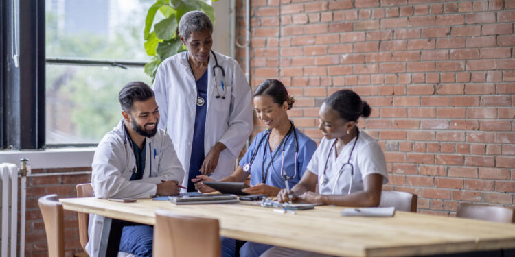 Clinical leaders collaborating on type 1 diabetes care strategies