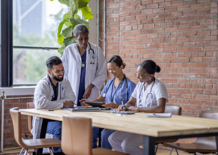 Clinical leaders collaborating on type 1 diabetes care strategies